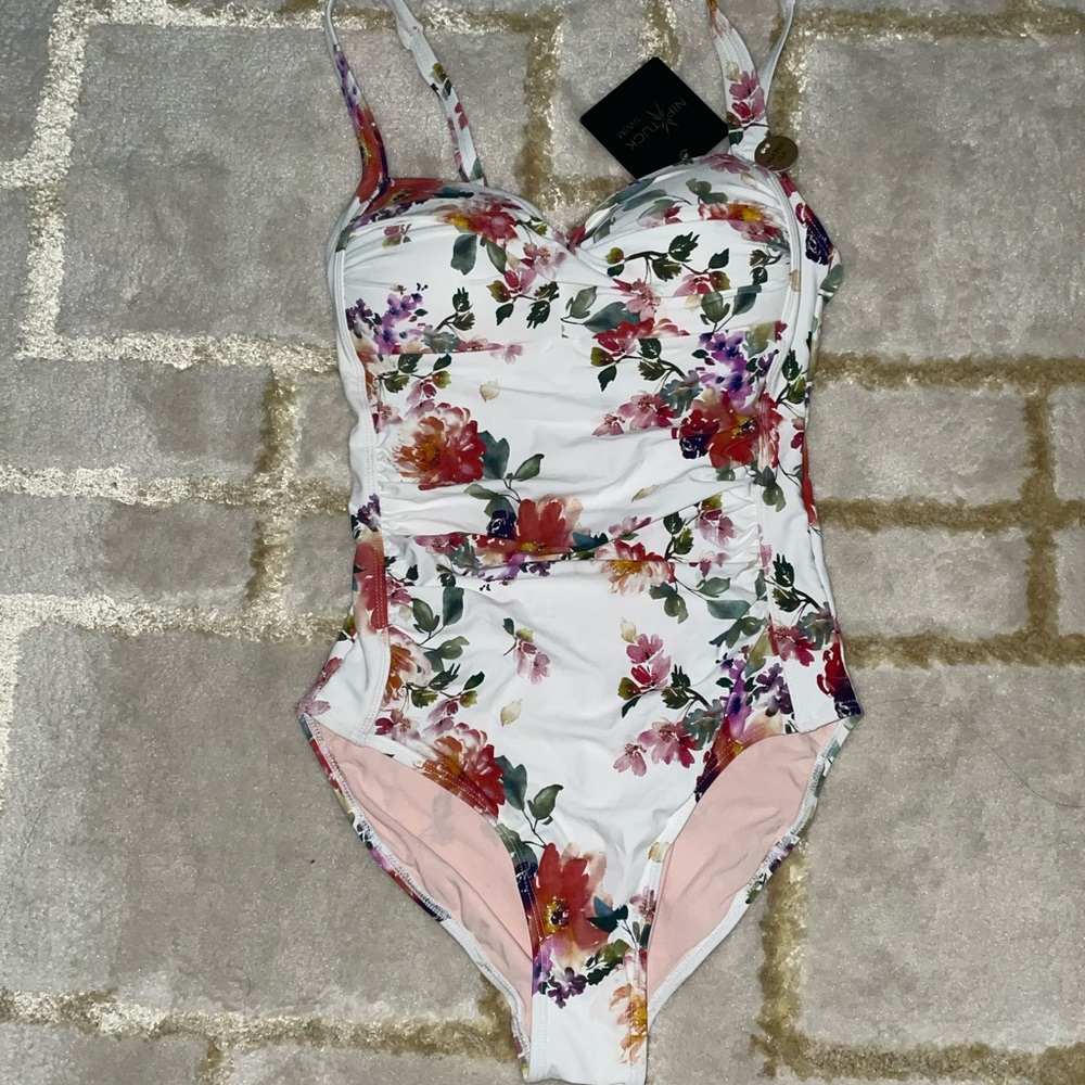 Nip Tuck Swim Floral Joanne Twist Front Design Tummy Control One Piece Swimsuit